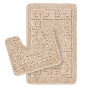 2 Tapis de Salle de Bain Lavable Antidérapant Beige 80x50/4…