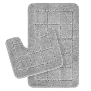 2 Tapis de Salle de Bain Lavable Antidérapant Gris Clair 80…