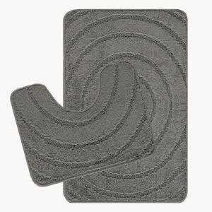 2 Tapis de Salle de Bain Lavables Antidérapants Gris Foncé…