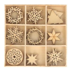 27 mini décorations en bois Merry Christmas