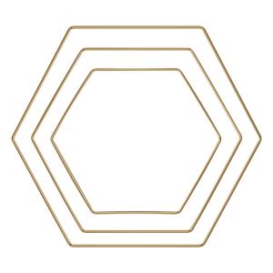 3 Anneaux en métal hexagone doré 20/25/30 cm