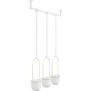 3 cache pots avec tringle 63cm et fixations blanc et doré