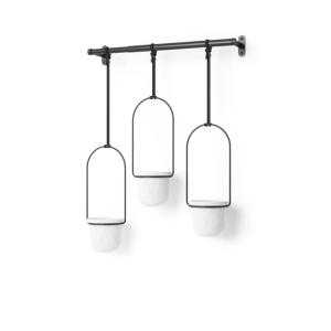 3 cache pots avec tringle 63cm et fixations blanc et noir
