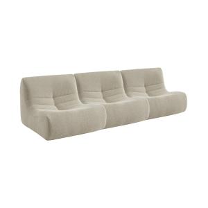 3 fauteuils chauffeuses bouclette texturée beige