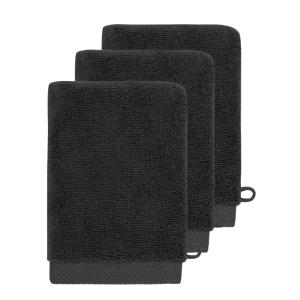 3 gants de toilette 560 g/m² Noir 16x22 cm