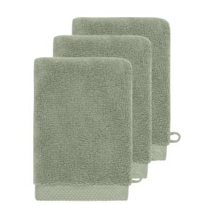 3 gants de toilette 560 g/m² Sauge 16x22 cm