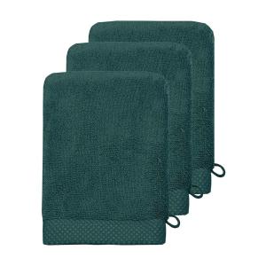 3 gants de toilette zéro twist 560gr/m²  petrol 16x22 cm