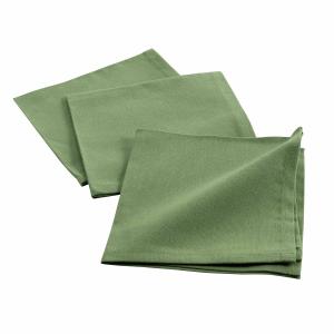 3 serviettes de tables unies coton kaki 40 x 40