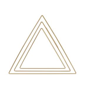 3 triangles en métal doré 20/ 25/ 30 cm