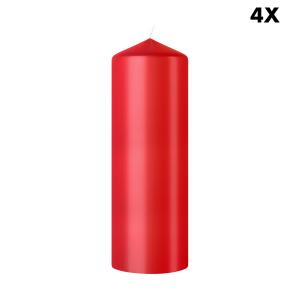 4 bougies piliers rouge, 20cm