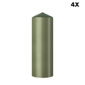 4 bougies piliers vert, 20cm