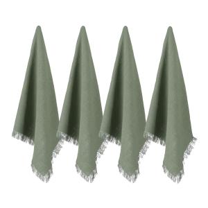 4 serviettes en coton vert 40 x 40