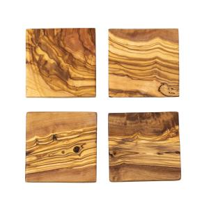 4 Sous-verres bois marron 10 x 10 cm