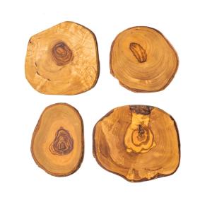 4 Sous-verres bois marron ø 10 cm