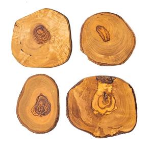 4 Sous-verres en bois marron ø 10 cm