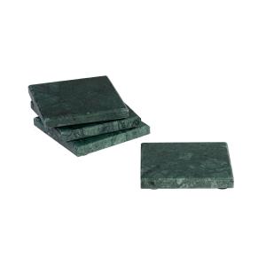 4 Sous-verres marbre vert 10 x 10 cm