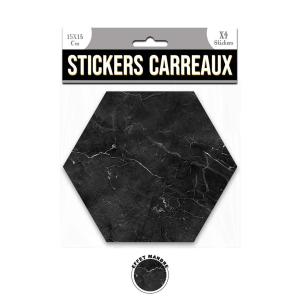 4 stickers effet marbre 15 x 13 cm noir