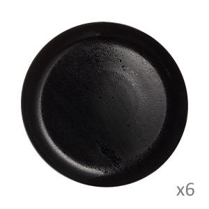 6 assiettes plates Noire 25cm