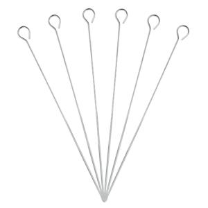 6 brochettes chromées 35 cm gris en inox