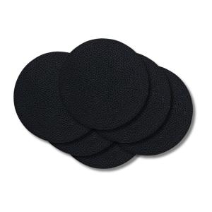 6 Coaster cuir synthétique noir ø 10 cm