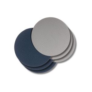 6 Coasters cuir synthétique gris bleu ø 10 cm