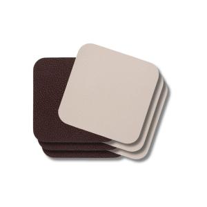 6 Sous-verres cuir synthétique beige marron 10 x 10 cm