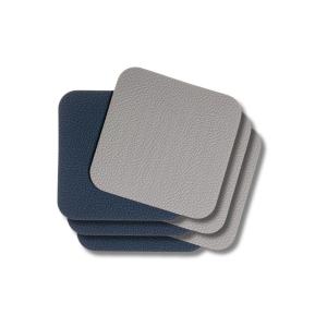 6 Sous-verres cuir synthétique gris bleu 10 x 10 cm