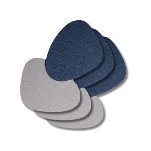 6 Sous-verres cuir synthétique gris bleu 13 x 11 cm