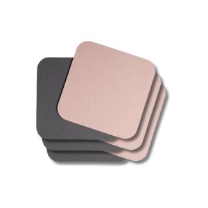 6 Sous-verres cuir synthétique gris rose 10 x 10 cm