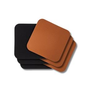 6 Sous-verres cuir synthétique marron 10 x 10 cm