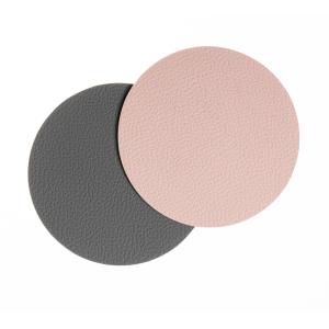 6 Sous-verres en cuir synthétique gris et rose ø 10 cm