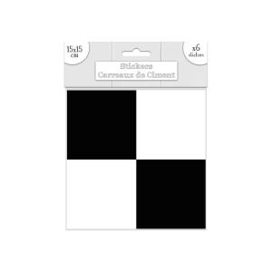 6 stickers carreaux de ciment 15 x 15 cm carrés noirs et bl…