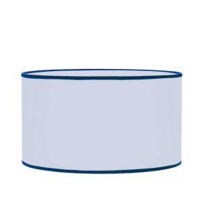 Abat-jour en coton blanc finition bleu Ø 40 Hauteur 25cm