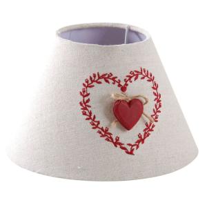 Abat-jour en coton et lin coeur rouge