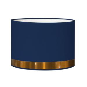 Abat-jour pour chevet rond bleu jonc cuivre D: 25 x H: 20