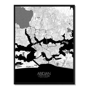ABIDJAN - Carte City Map N&B 40x50