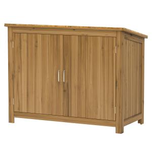 Abri de jardin avec 2 étagères et 2 portes en bois marron