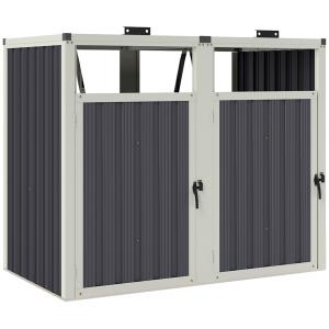 Abri poubelle extérieur pour 2 poubelles acier galvanisé gr…