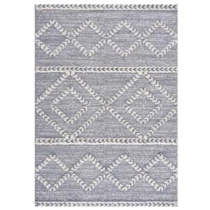 ADAM - Tapis à poils longs et relief gris 200x290cm