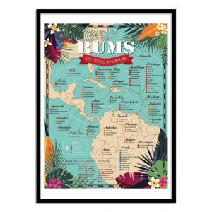 Affiche 30x40 cm et cadre noir - Best rums in the world - F…