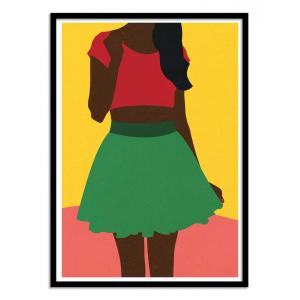 Affiche 30x40 cm et cadre noir - Girl withtop and skirt - R…