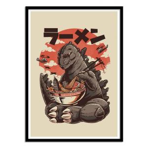 Affiche 30x40 cm et cadre noir - Kaiju's Ramen - Ilustrata