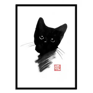 Affiche 30x40 cm et cadre noir - Kitty black - Pechane Sumie