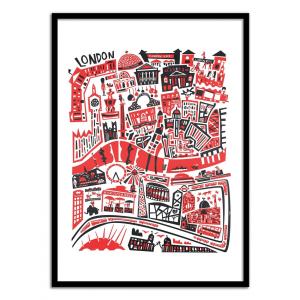 Affiche 30x40 cm et cadre noir - London Map - Fox and Velvet