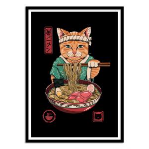 Affiche 30x40 cm et cadre noir - Neko Ramen - Vincent Trini…