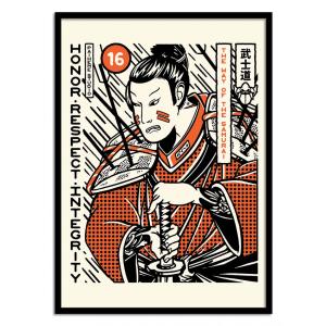 Affiche 30x40 cm et cadre noir - Samurai - Paiheme Studio