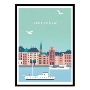 Affiche 30x40 cm et cadre noir - Stockholm - Katinka Reinke