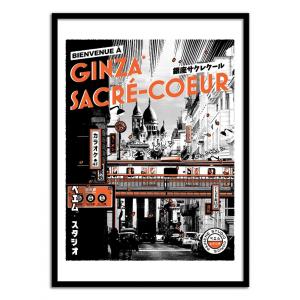 Affiche 30x40 cm et cadre noir - Tokyo-Paris Sacré Coeur -…