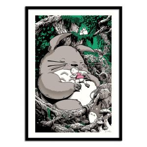 Affiche 30x40 cm et cadre noir - Totoro -  Joshua Budich