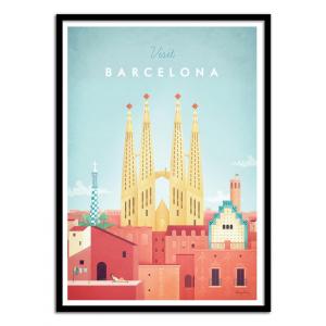 Affiche 30x40 cm et cadre noir - Visit Barcelona - Henry Ri…
